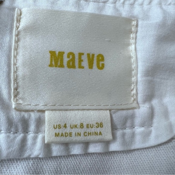 Anthropologie Maeve - White Denim Floral Belt Skirt Size 4 - Picture 13 of 15